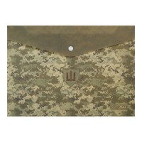 Папка-конверт на кнопці, Military, А4, непрозорий матовий пластик, зелений, 4 шт.