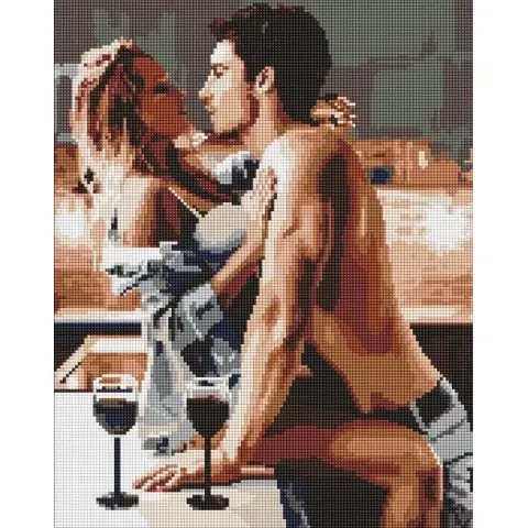 Набір з алмазною мозаїкою на підрамнику Пристрасний сніданок Ideyka AMO8171, 40x50 см