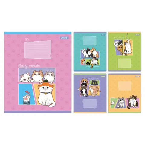 Тетради ученические 18 листов линия 1B Fluffy miracle, 25 шт. в упаковке