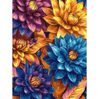 Набір для розпису по номерах Яскраві жоржини з фарбами металік extra, Ideyka, 30x40 см, КНО3305