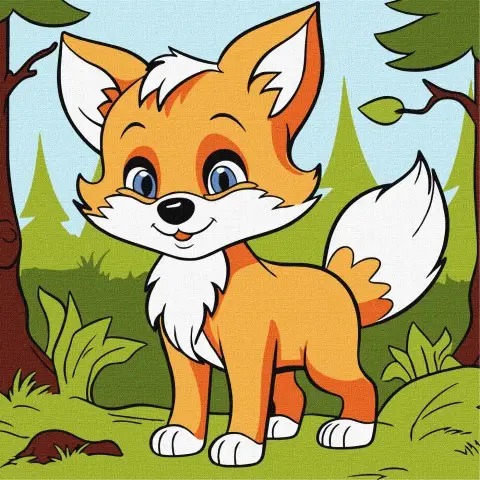 Набір для розпису по номерах для дітей 5+ Пухнаста лисиця, 25x25 см, КНО6113