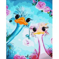 Набір для розпису по номерах Пара страусів, Strateg, 30x40 см, SS6676
