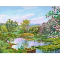 Алмазна мозаїка на підрамнику Ставок 40×50 см 71443_BGLE