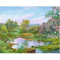 Алмазна мозаїка за номерами 40*50 "Ставок" карт уп. (полотно на рамі)