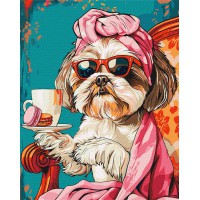 Набір для розпису по номерах Грайливе ші-тсу, 40x50 см