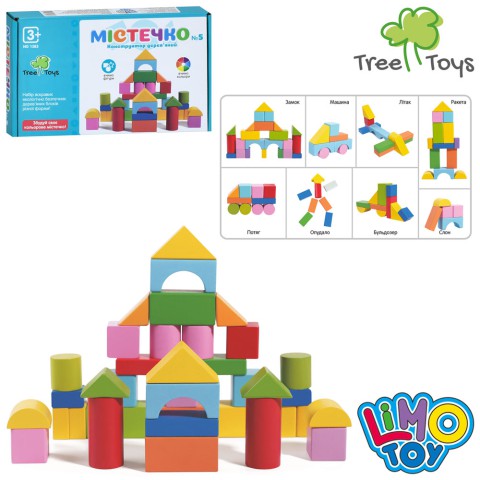 Конструктор дерев'яний Будівельні блоки Містечко 32 деталі