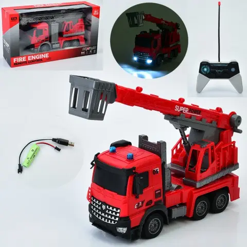 Пожежна машина на радіокеруванні, 33 см, світло, вишка, 43x23.5x13 см, YJ-119-1-2