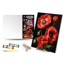 Набір для розпису по номерах Qbee "Чарівні маки" з дерев'яною підставкою 40х50см QB900-028