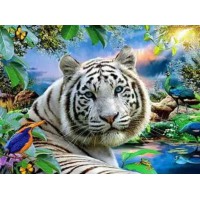 Алмазна мозаїка на підрамнику Білий тигр 40×50 см 71582_BGLE