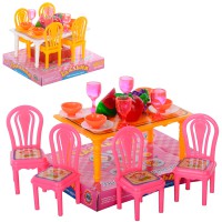 Їдальня стіл 4 стільці посуд фрукти (в асортименті) 967