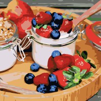 Набір для розпису по номерах Морозиво з полуницею, Strateg, 40x40 см, SK042