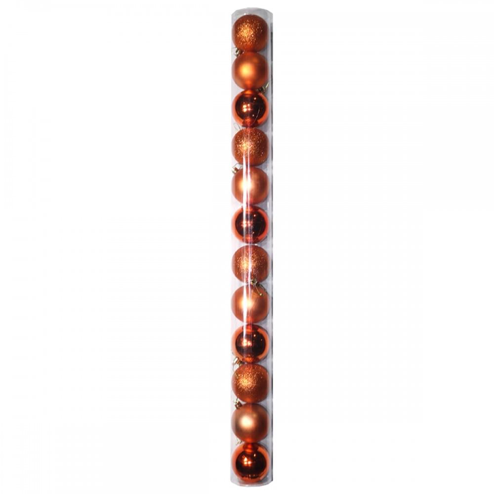 Набір куль. тубус бронза "Святкові" 7см, 12шт., PVC/етик.