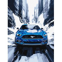 Набір для розпису по номерах Синій мустанг, Ideyka, 30x40 см, КНО5159