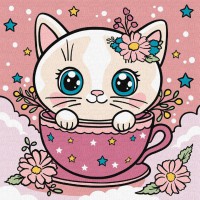 Набір для розпису по номерах для дітей 5+ Квіткова чашка, Ideyka, 18x18 см, КНО6279