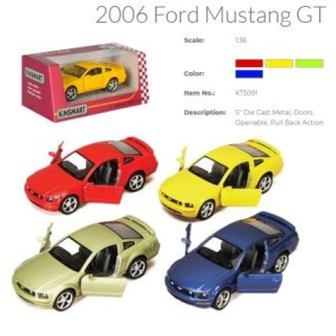 Металева інерційна легкова модель Ford Mustang GT 2006 5", відкриваються двері (В асортименті)