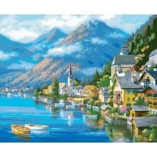 Алмазная мозаика по номерам 30*40 "Город у моря" карт уп. (холст на раме)