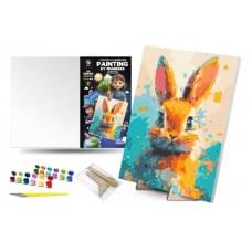 Набір для розпису по номерах Qbee "Осінній Кролик" з дерев'яною підставкою 30х40 см QB900-086