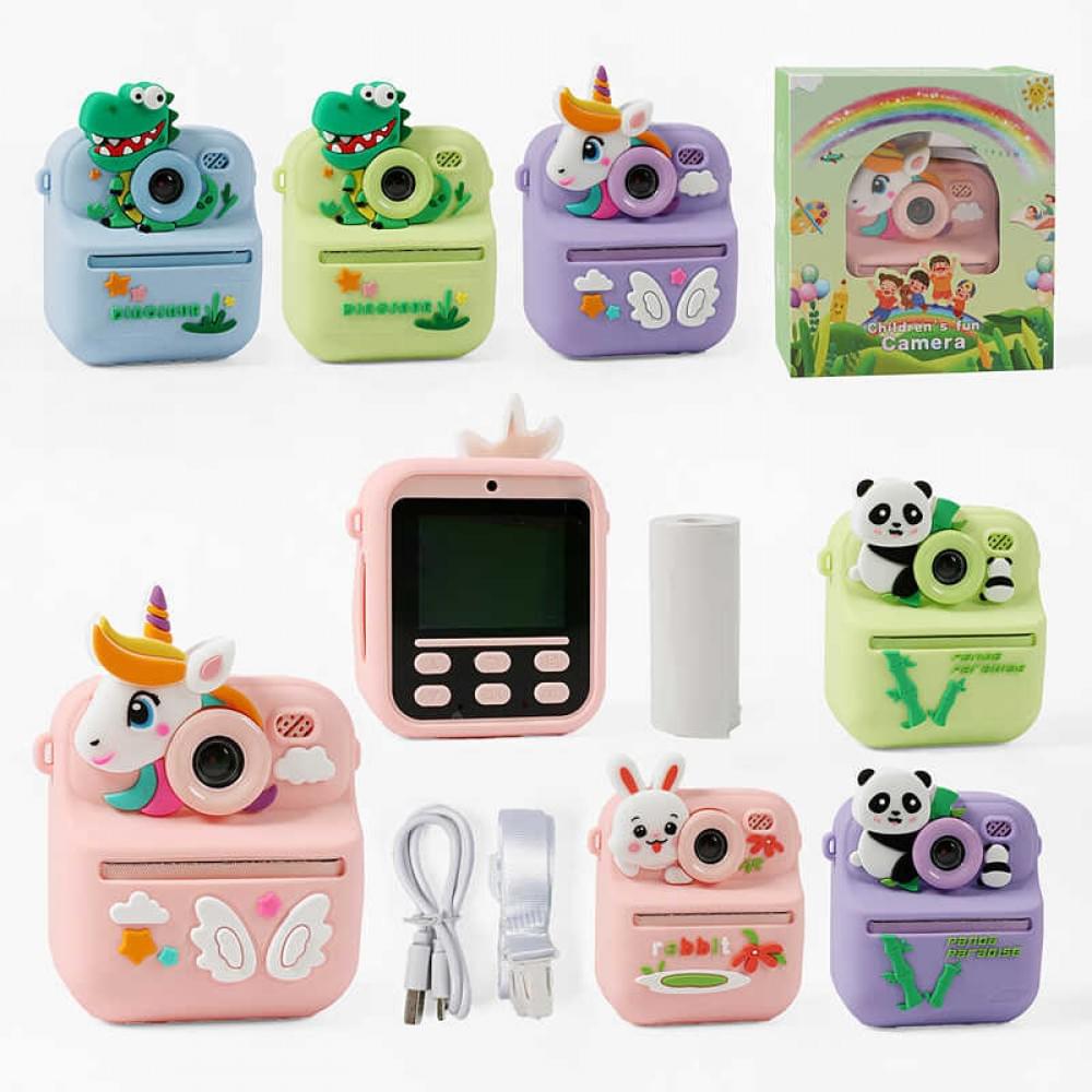 Фотоапарат-принтер кабель type-C, роз’єм для SD карти, фото, відео, ігри, фронтальна камера, термопапір, в кор, МІКС ВИДІВ /50/