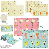 Килимок-мат XPE, 150x200 см, двосторонній, товщина 8 мм, текстурний, 3 види, у сумці, 77x40x8 см