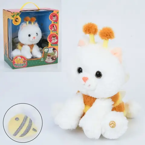 Кіт, 22 см, музика, повтор, танцює, реагує на бджілку, плюш, на батарейках, 26.5x30x17 см