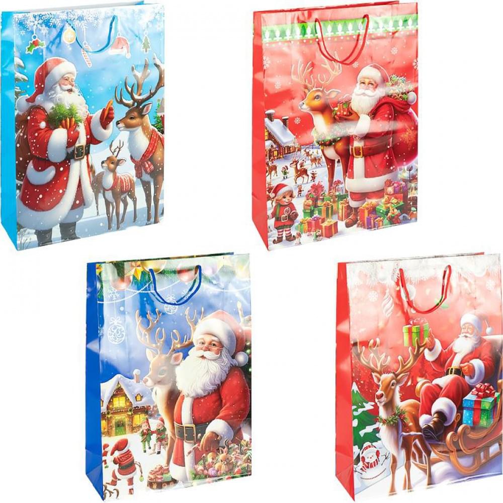 Подарунковий пакет "Новий Рік" 38х52х14см, набір з 4-х штук 2308-1(123415)