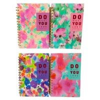Зошит, А5, на спіралі, обкладинка фольгована, 80 аркушів, 80 г, Квіти