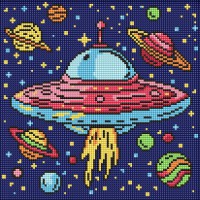 Набір з алмазною мозаїкою на підрамнику для дітей Космічна подорож Ideyka AMO8107, 30x30 см