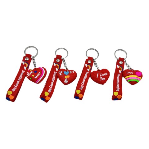 Брелок силіконовий з хлястиком Серце-Love 4.5 см (В асортименті)
