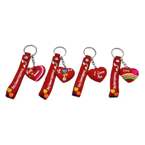 Брелок силіконовий з хлястиком Серце-Love 4.5 см (В асортименті)
