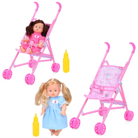 Коляска з лялькою, 37x23x50 см, лялька 31 см, (В асортименті)