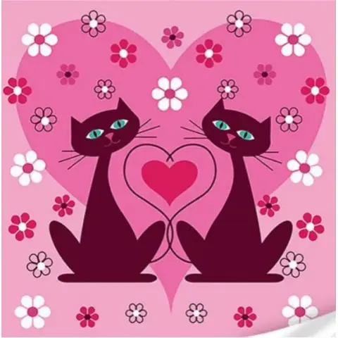 Набір для розпису по номерах Котики з серцем, 30x30 см, ES-0867