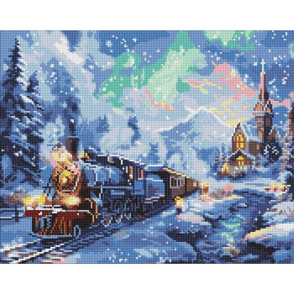 Алмазна мозаїка на підрамнику "Святковий потяг" Ideyka 40х50см AMO8102