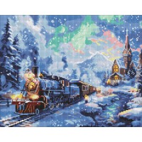 Алмазна мозаїка на підрамнику Святковий потяг Ideyka 40×50 см AMO8102