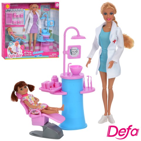 Лялька DEFA лікар стоматолог 29 см шарнірна донька меблі (в асортименті) 8408-BF