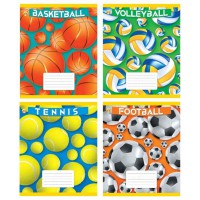 Зошити учнівські 12 аркушів коса лінія Тверда 43108 М'ячики, 25 шт. в упаковці