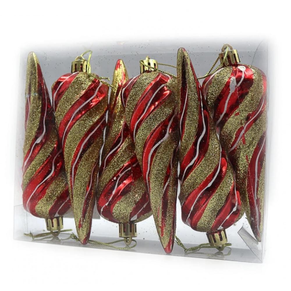 Елочные украшения "Сосульки" 12х3,5см, 6шт, PVC, 1шт/этик.