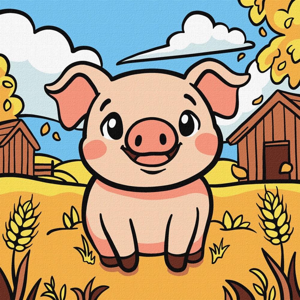 Картина за номерами для дітей "Файне порося" Ideyka 25х25см КНО6294