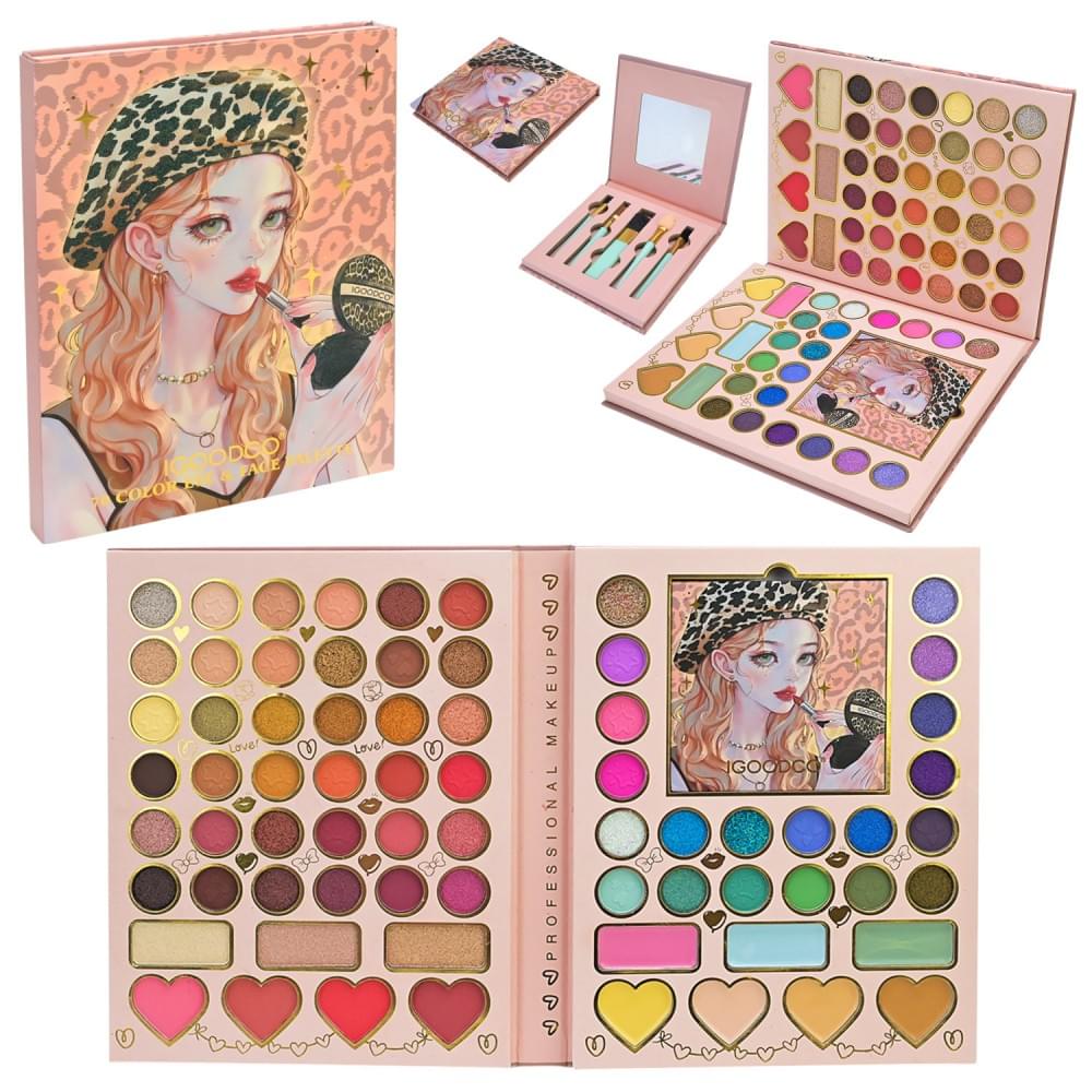 Набір дитячої декоративної косметики IGOODCO тіні, рум'яна, набір пензликів, дзеркало LK5145