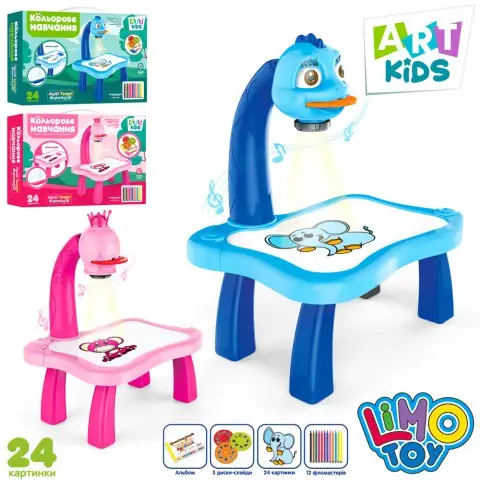 Проектор, слайди (24 картинки), фломастери 12 шт., музика, світло (В асортименті)