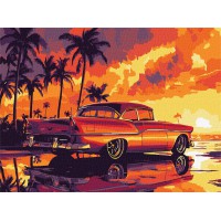 Набір для розпису по номерах Ретро захід сонця, Ideyka, 30x40 см, КНО6389