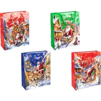 Подарунковий пакет Новий Рік 18×21,5×8 см (набір 6 шт) 2567-1(123396)