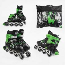Роликові ковзани 39-43 розмір, колеса PVC, устілка 24-27 см, колір - зелений INLINE SKATE 40078-L