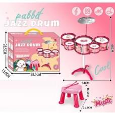 Барабанна установка розмір 54х68 см, стільчик, 5 барабанів, 1 металева тарілка, 2 палички, в кор. /24/
