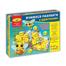 Гра "Вчимося рахувати з бджілками" 10 ігрових полів, 102 картки у формі стільників /12/ ТМ Энергия+