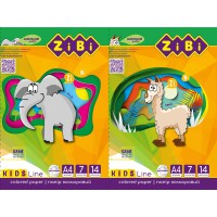 Папір кольоровий двосторонній А4, 14 аркушів, 7 кольорів, KIDS Line
