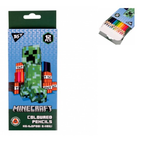 Олівці кольорові YES 12 кольорів Minecraft 290701