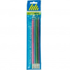 Набір графітових олівців hb, silver line асорті, з гумкою, по 4шт. На блістері