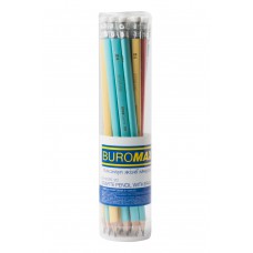 Олівець графітовий pastel hb, асорті, з резинкою - 20 шт. У тубі