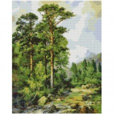 Набір для творчості алмазна картина ліс у горах strateg розміром 30х40 см (kb086)