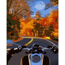 Картина за номерами на мотоциклі восени strateg розміром 30х40 см (ss6761)
